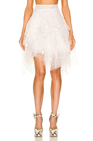Zimmermann Rhythmic Feather Mini Skirt in Ivory | FWRD | FWRD 