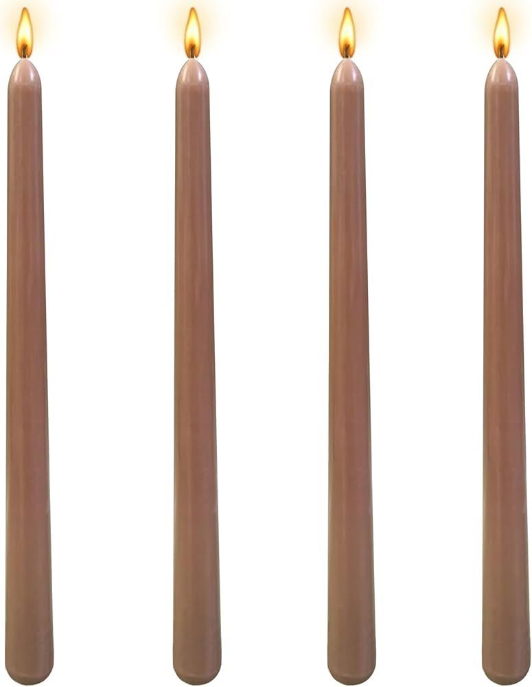 10 inch Brown Taper Candles-Set of 4 Taper Candles - Unscented Dripless and Smokeless,Tall Candle... | Amazon (US)