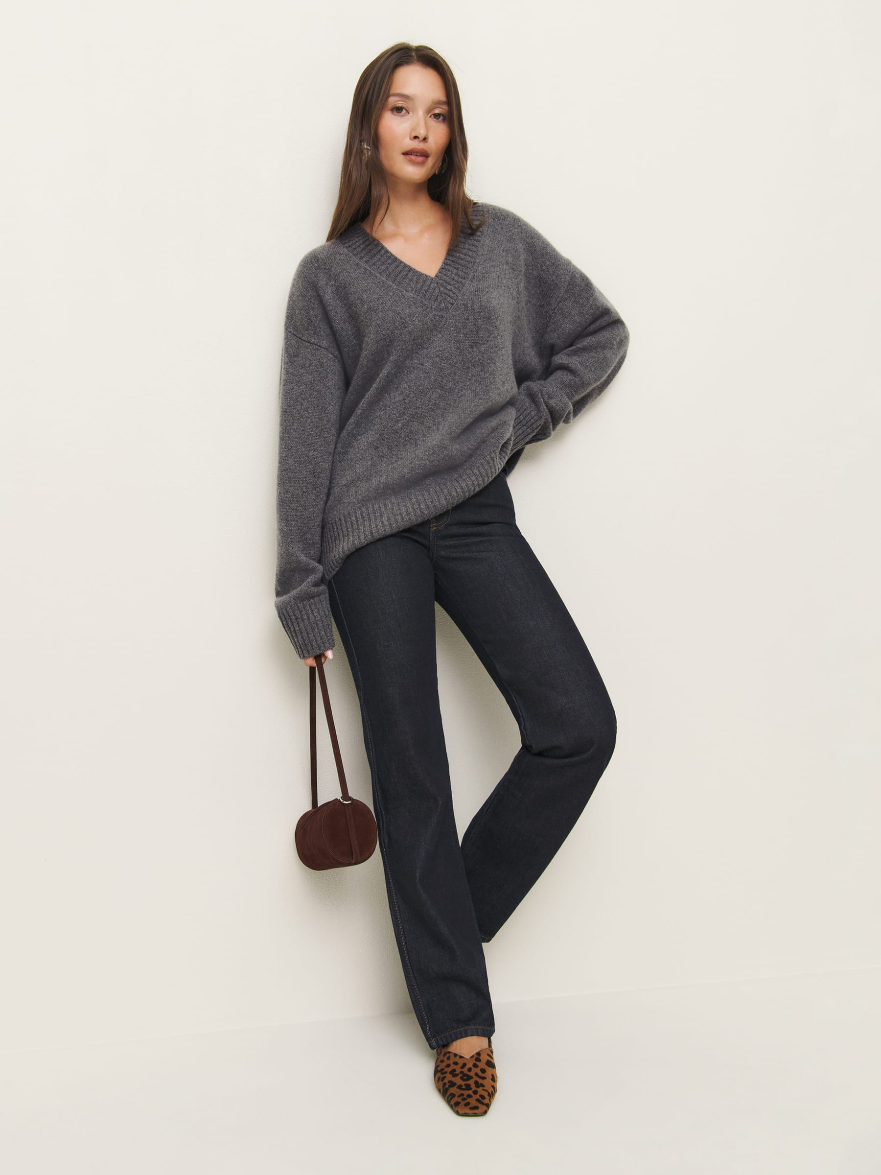Jadey Cashmere Oversized V-neck Sweater | Reformation (Global)