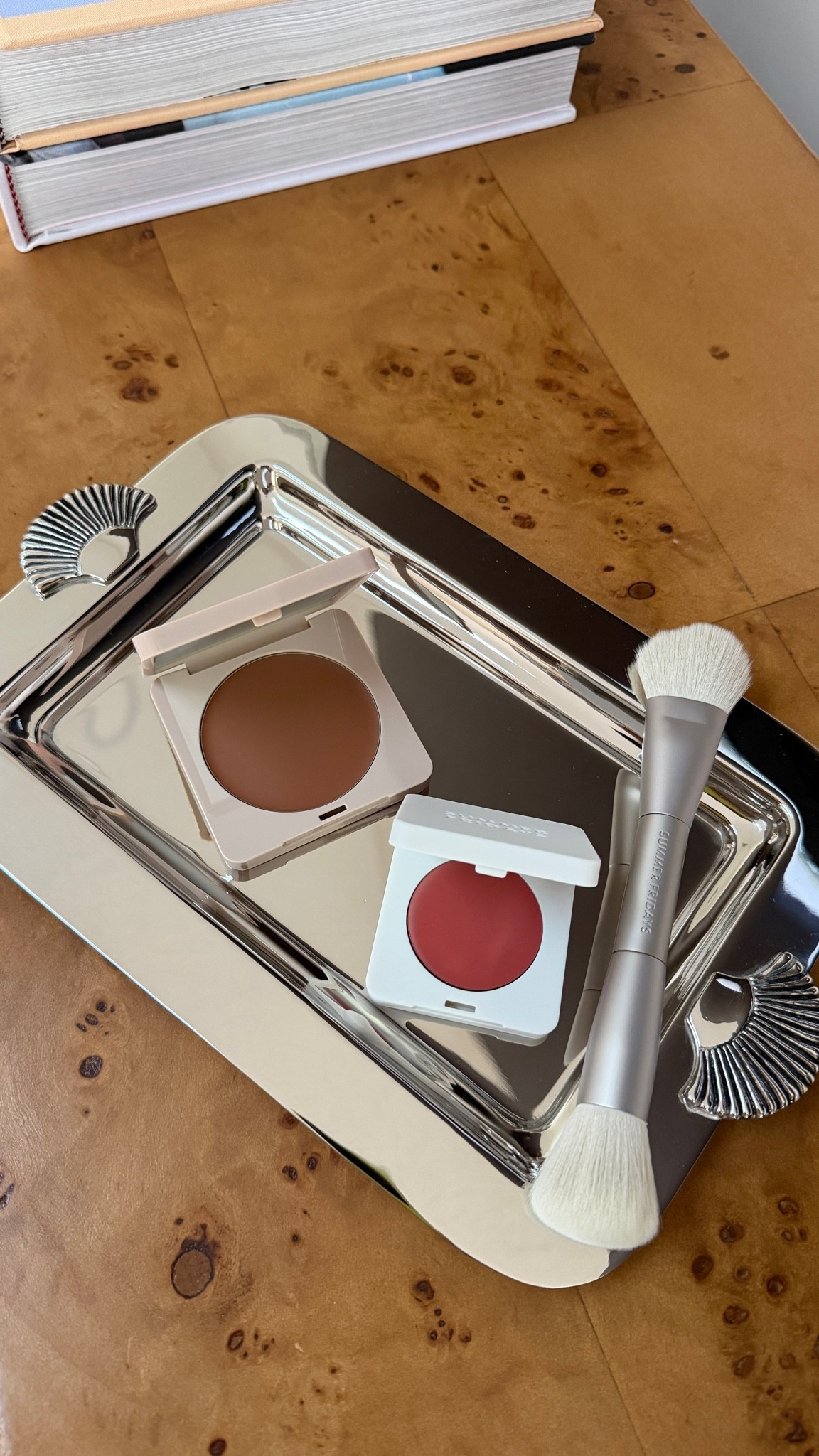 I wear shade desert in bronzer and toasted terracotta in the blush!