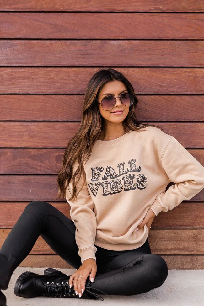 Fall Vibes Animal Print Gold Graphic Sweatshirt | The Pink Lily Boutique