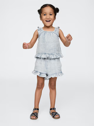 Baby & Toddler Crinkle Gauze Denim Ruffle Set | Gap (US)