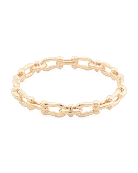 Made In Italy 14k Gold Horsebit U Link Bangle Bracelet | TJ Maxx