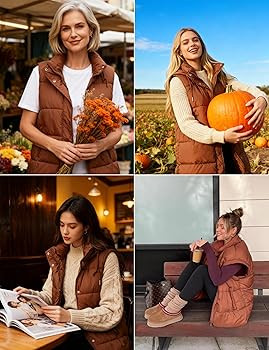 PUWEI Long Puffer Vest Women Quilted Hooded Vest Padded Sleeveless Coat Jackets With Pockets | Amazon (US)