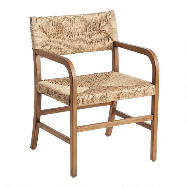 Candace Vintage Acorn and Seagrass Dining Armchair | World Market