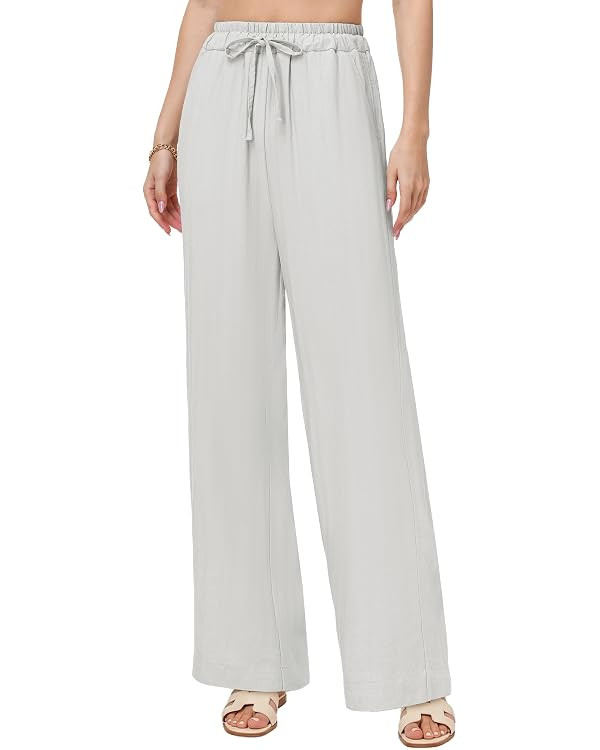 Tall Women's Wide Leg Pants,32"/34"/36" Inseam,Lightweight Linen Blend Casual Pants | Amazon (US)