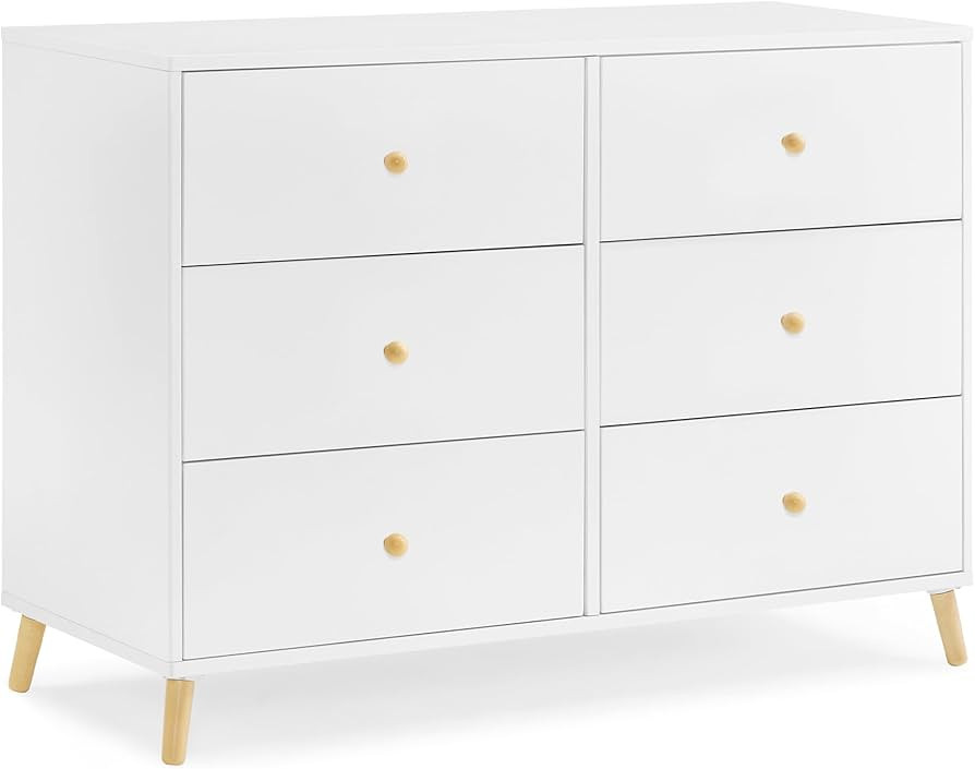 Delta Children Essex 6 Drawer Dresser, Bianca White/Natural | Amazon (US)
