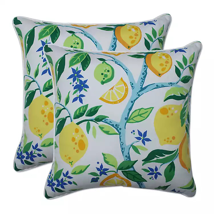 Lemon Vines Outdoor Throw Pillows, Set of 2 | Kirkland's Home
