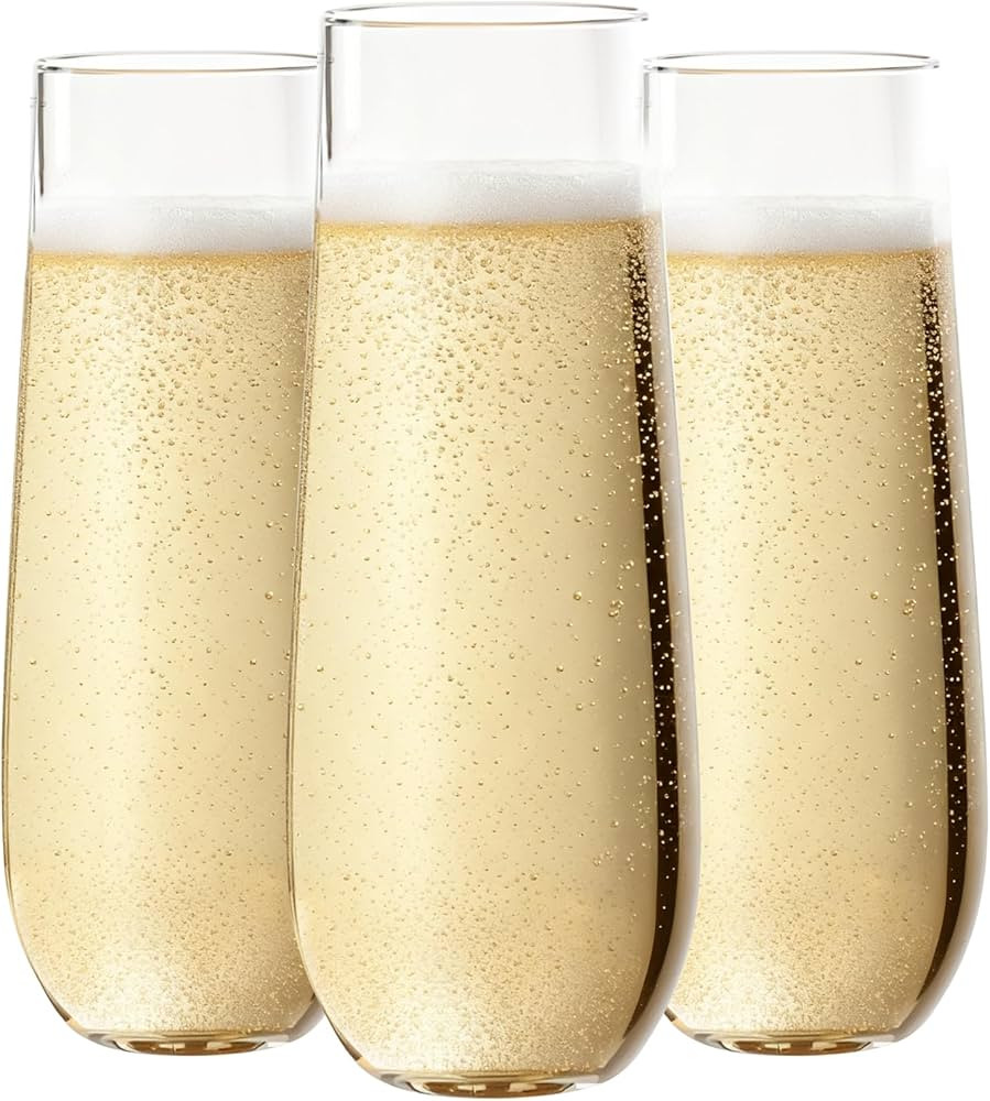 Ciaell 24 Pack Plastic Champagne Flutes - 9 Oz Disposable Champagne Glasses - Stemless Mimosa Gla... | Amazon (US)