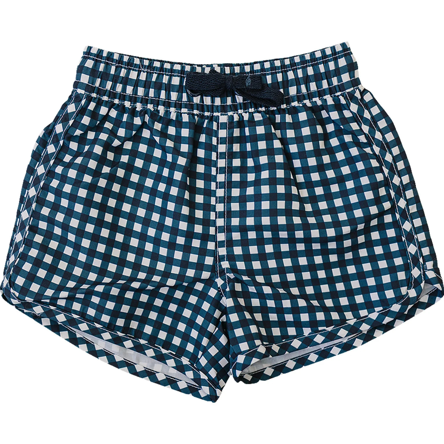 Navy Gingham Swim Shorts 18 | Mebie Baby