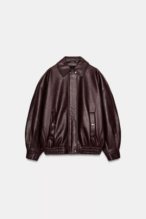 LEATHER-EFFECT BOMBER JACKET | Zara UK