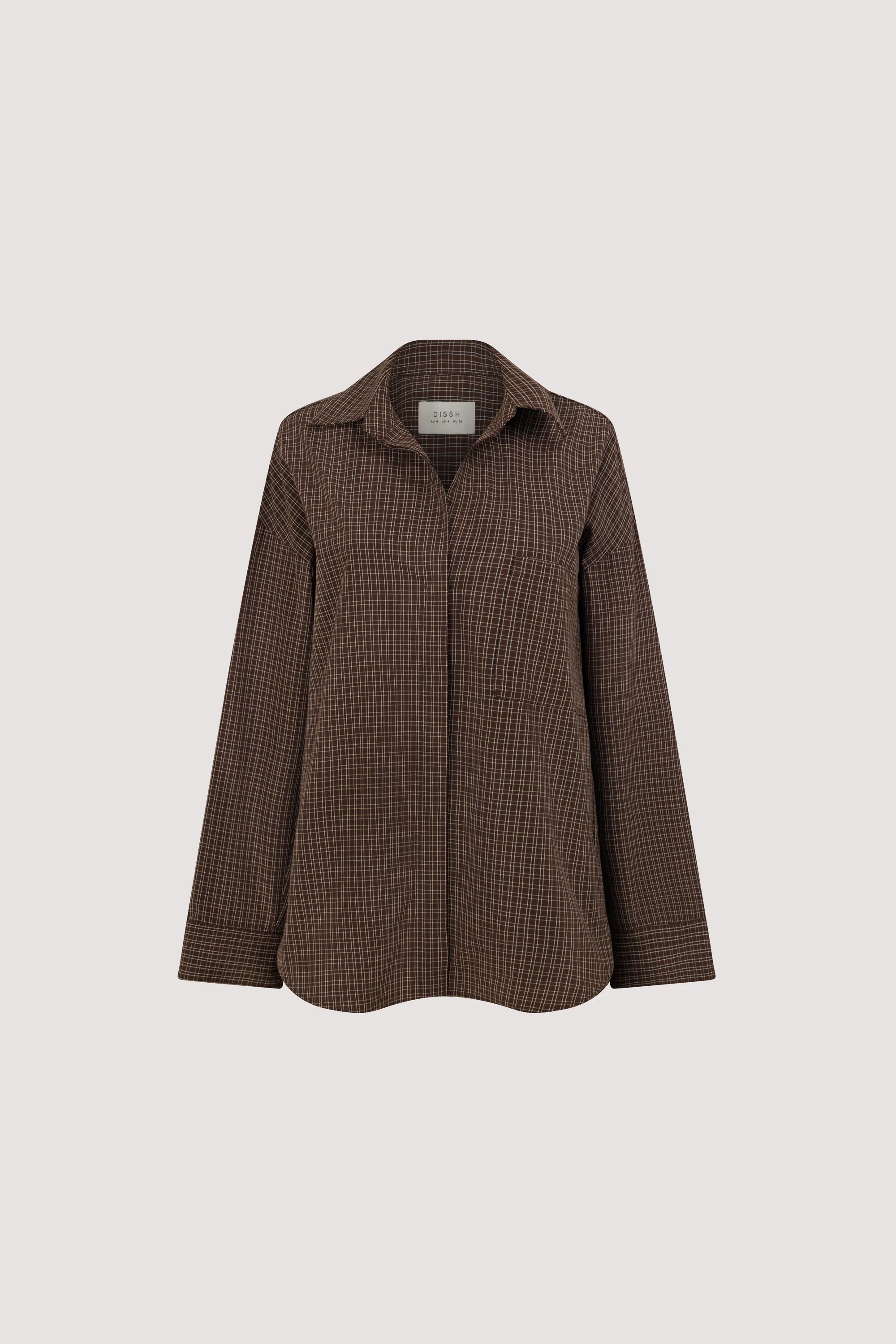 MARA CHOC CHECK COTTON SHIRT | DISSH
