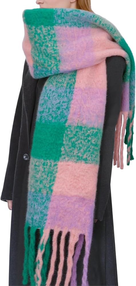 BLATIAL Womens Scarf Winter Big Colorful Checked Thick Warm Soft Scarves Casual Tassel Blanket Sc... | Amazon (US)