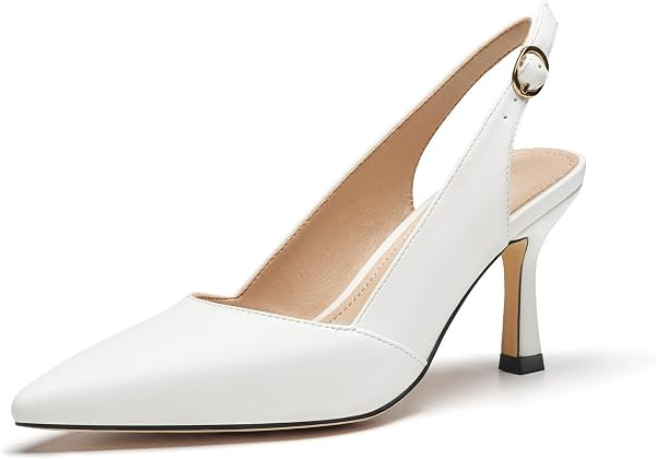 Slingback Kitten Heels for Women Pointed Closed Toe Heels Dressy Pumps Shoes for Wedding Office P... | Amazon (US)