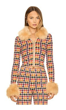 Show Me Your Mumu Zermatt Faux Fur Zip Up in Valley Houndstooth from Revolve.com | Revolve Clothing (Global)
