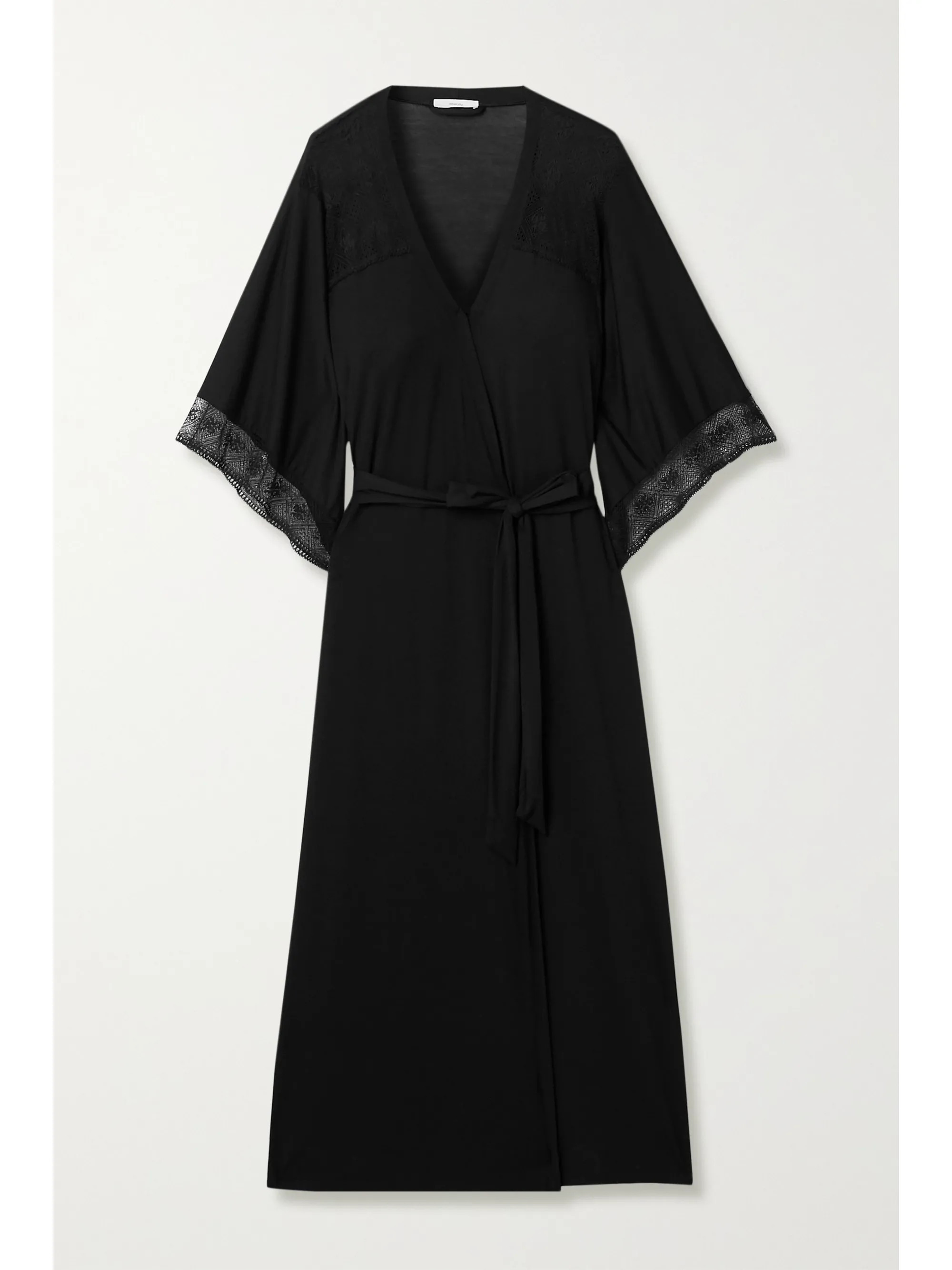 Antoinette lace-paneled stretch-modal robe | NET-A-PORTER (US)