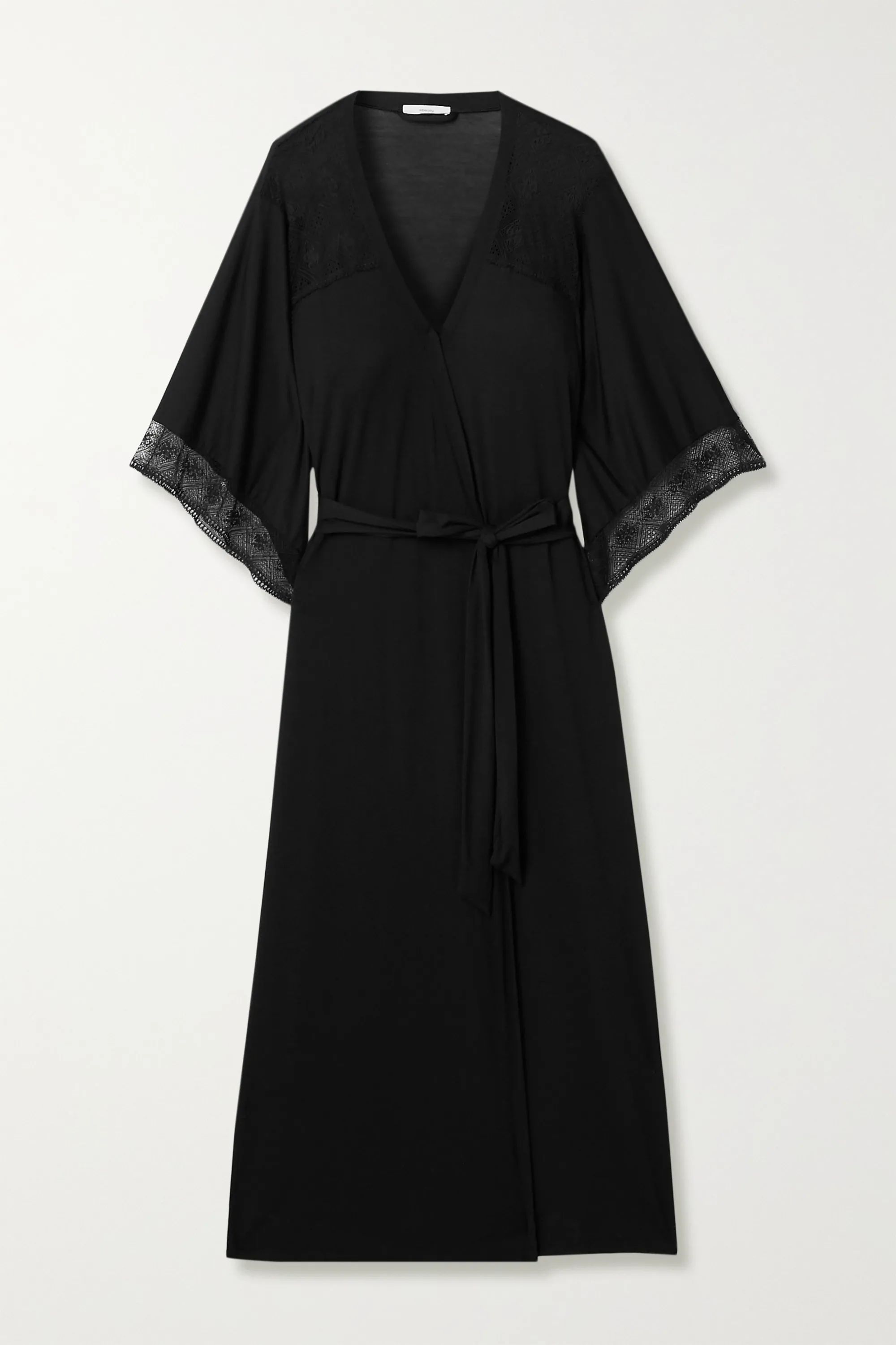 Antoinette lace-paneled stretch-modal robe | NET-A-PORTER (US)