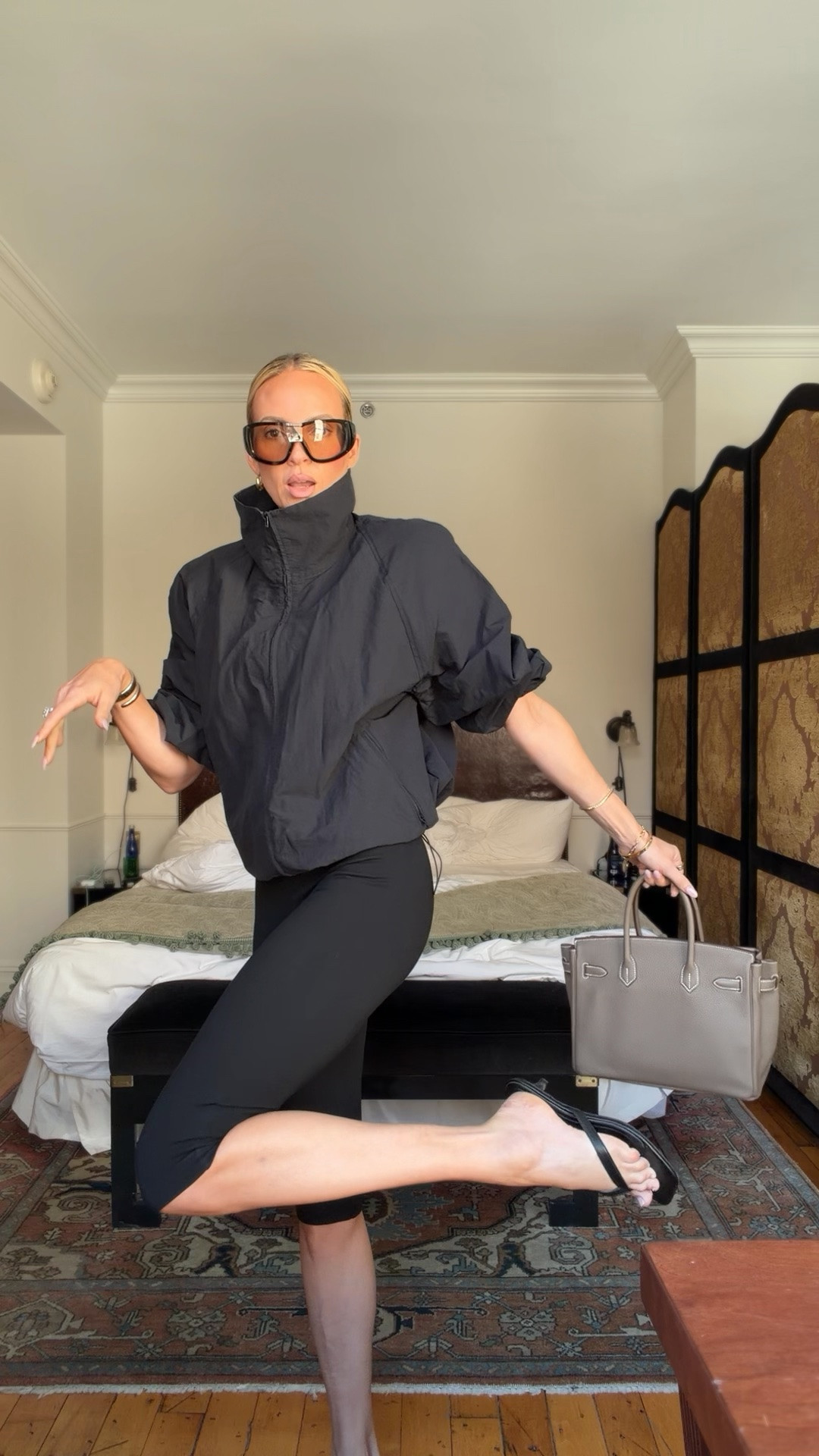 Wearing a medium in the Zara windbreaker. It has shoulder pads and it is literal perfection. Wearing a small in these capris, they are my favorite. Wearing a small in the T-shirt and sandals run TTS. ￼

#LTKNYFW #LTKdayinmylife #LTKootd