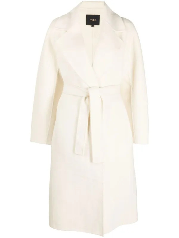 Maje notched-lapel tied-waist Coat - Farfetch | Farfetch Global