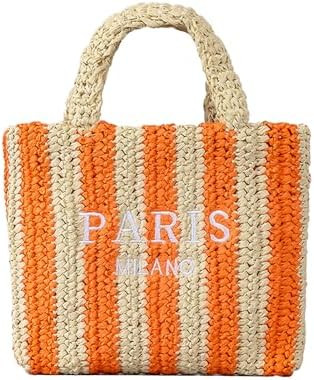 Straw Beach Bag for Women Summer Woven Tote Bag Packable Straw Purses and Handbags for Vacation H... | Amazon (US)