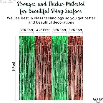 KatchOn, Large 13x8 Feet Green and Brown Fringe Backdrop - Pack of 4 Football Streamers | Footbal... | Amazon (US)