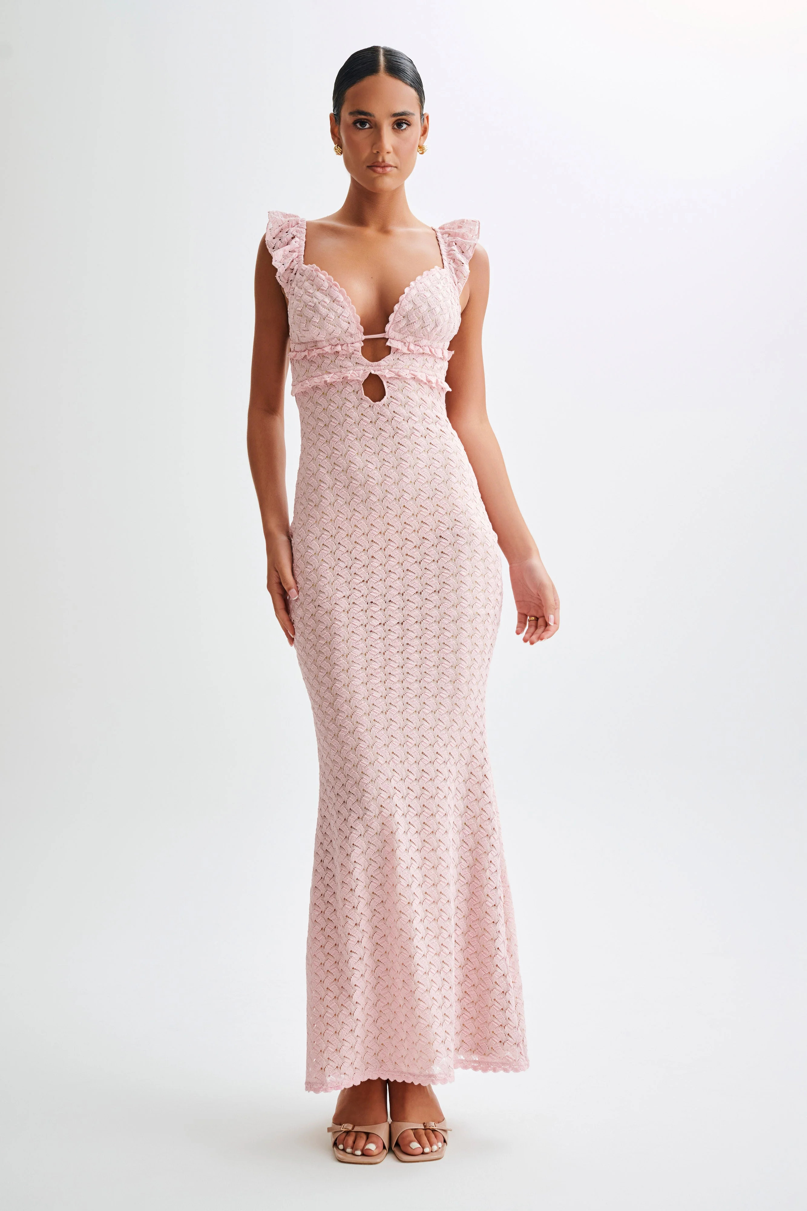 Ezra Lace Maxi Dress - Powder Pink | MESHKI US