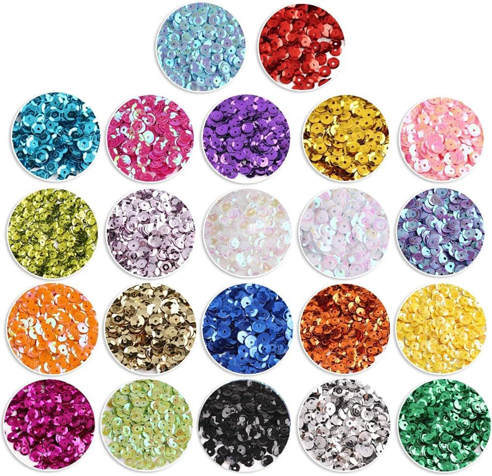 9460 PCS Cup Sequins, Bulk Mixed Colors Loose Sequins for Crafts Sequins and Spangles for DIY Mak... | Amazon (US)