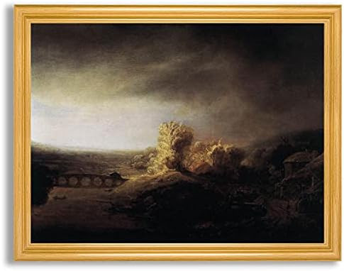 Landscape with a Long Arched Bridge by Van Rjin Rembrandt Framed Canvas Wall Art Decor | Fine Artwor | Amazon (US)