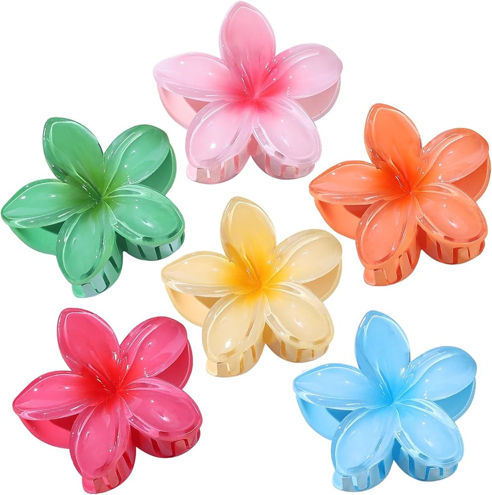 Flower Hair Clips 6 PCS Hawaiian Claw Clips for Vacation Hibiscus Hair Claw Clips Cute Large Hair... | Amazon (US)