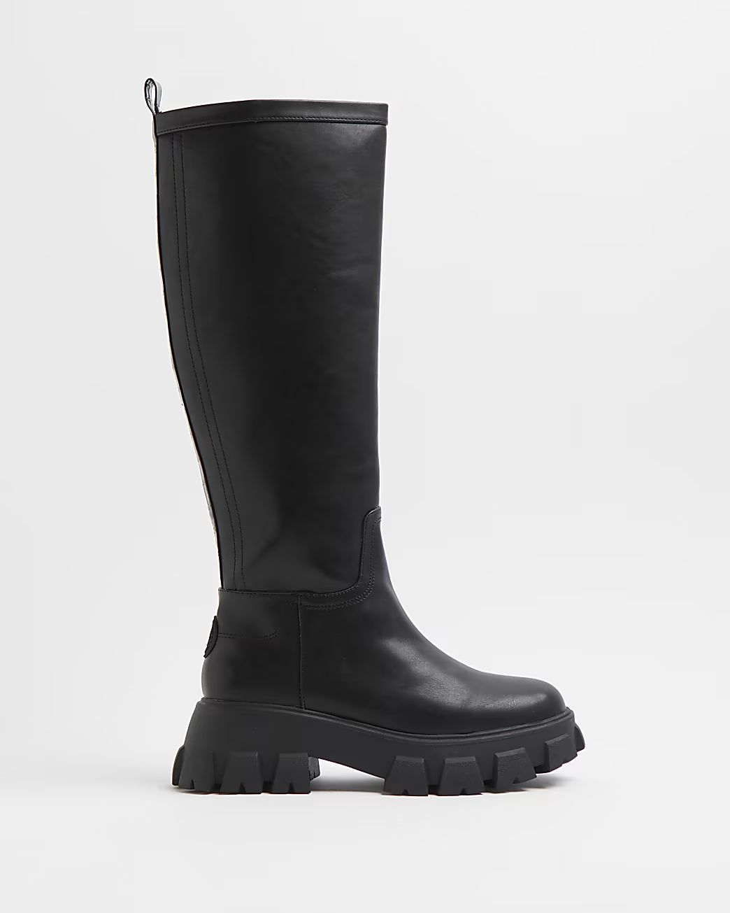Black knee high rubber chunky boots | River Island (UK & IE)