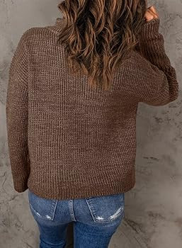 Dokotoo Womens Sweaters Long Sleeve 1/4 Zip Pullover Polo V Neck Dressy Casual Tops | Amazon (US)