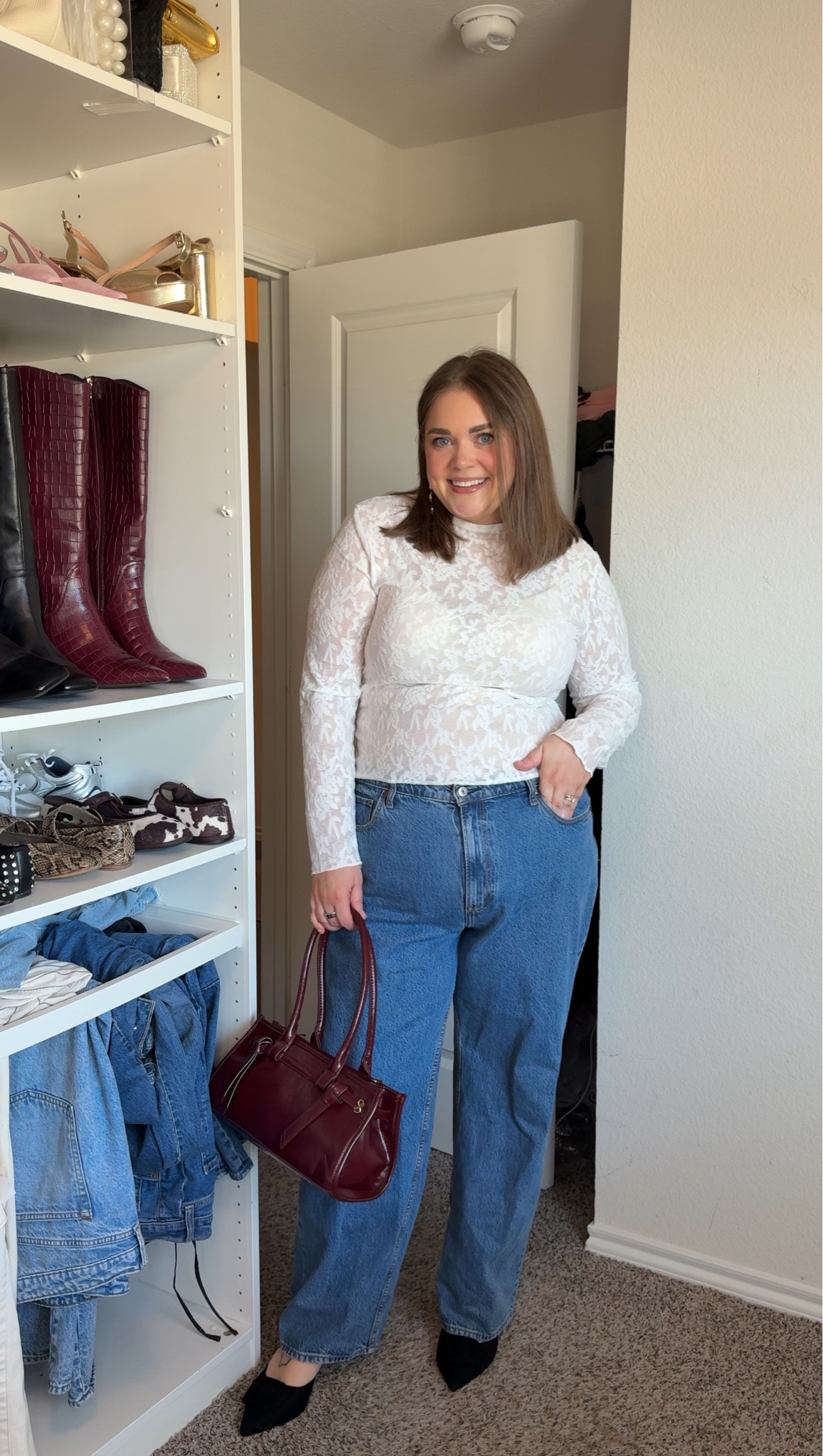 Valentine’s Day date night outfit idea. Wearing XL in lace layering top and size 34 in jeans. 

#LTKPlusSize