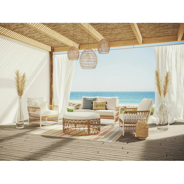 Better Homes & Gardens Lilah 2-Pack Outdoor Wicker Lounge Chair, White | Walmart (US)