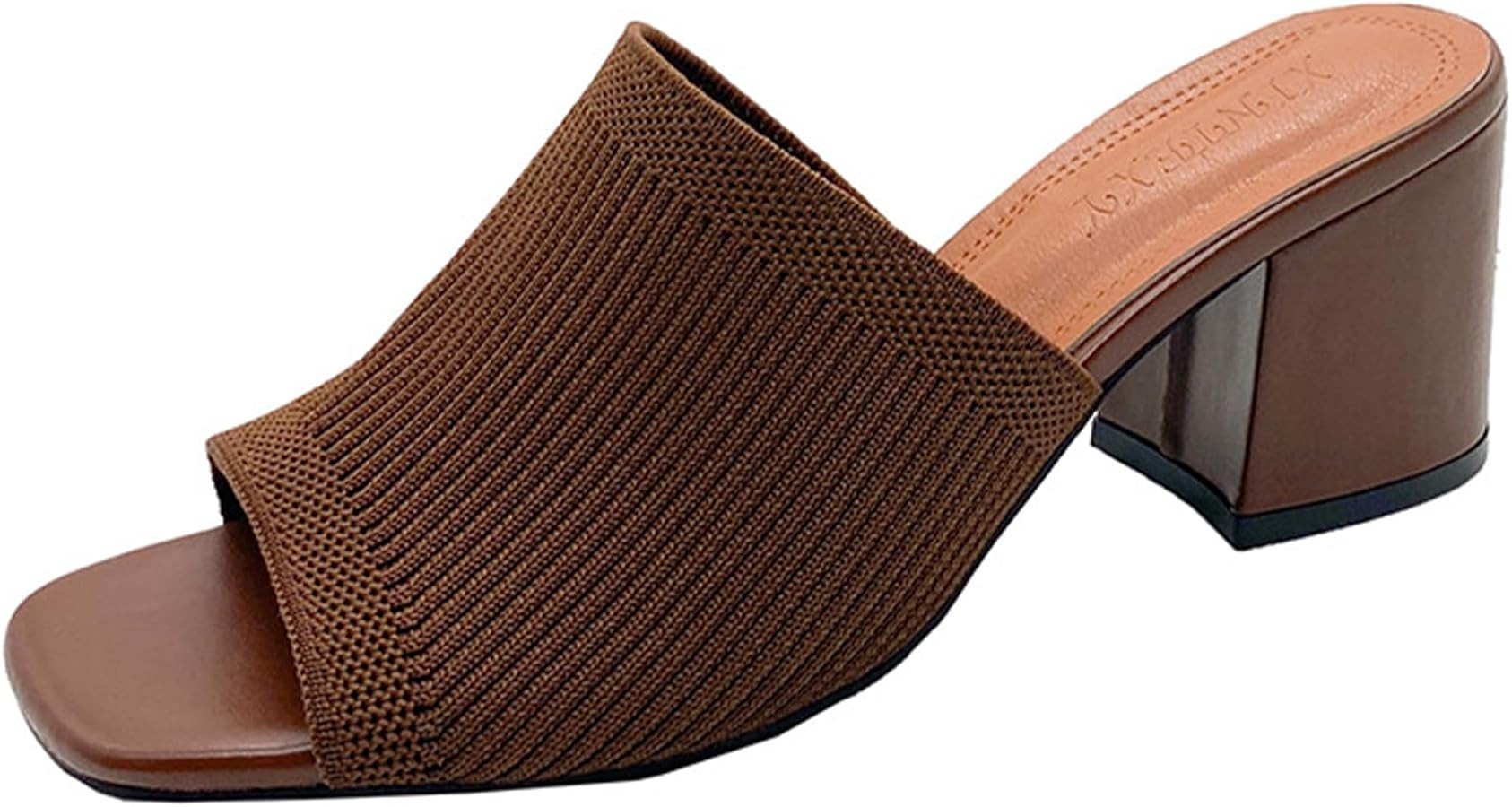 Women's High-heeled Sandals Square Open Toe Knitted Summer Mules Comfortable Breathable Slip On C... | Amazon (US)