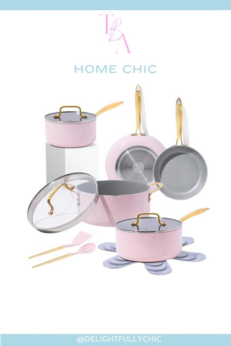 Pots and pans 
Kitchen 
Pink home decor
Pink kitchen 

#LTKhome #LTKstyletip