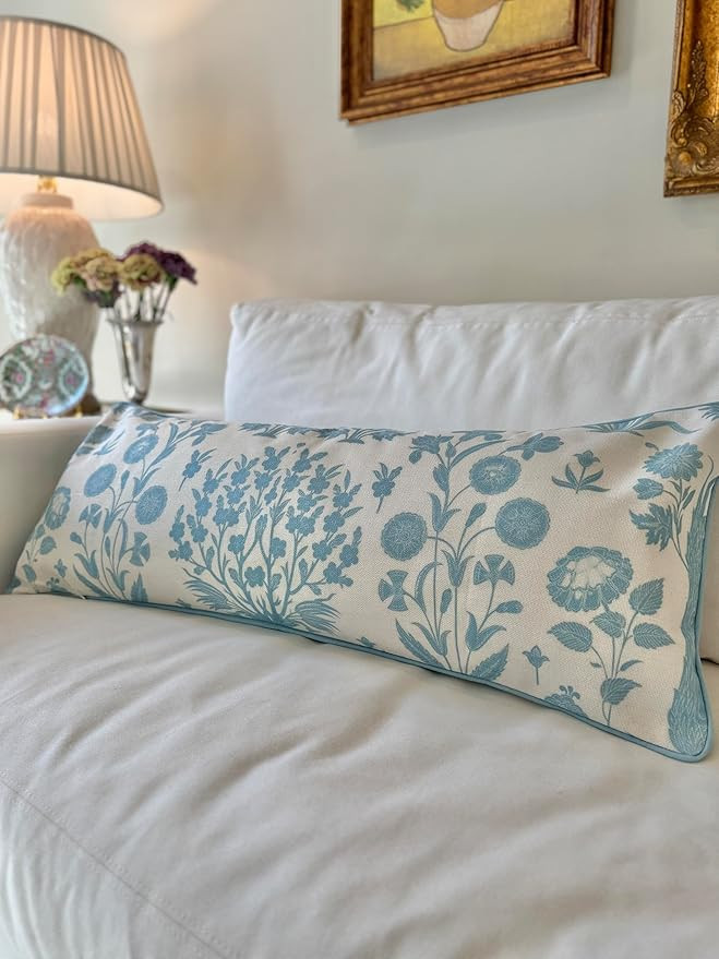 Charlotte Lumbar Pillow Cover by Jillien Harbor Floral Sky Blue and Off-White Pillow Cover 14" x ... | Amazon (US)