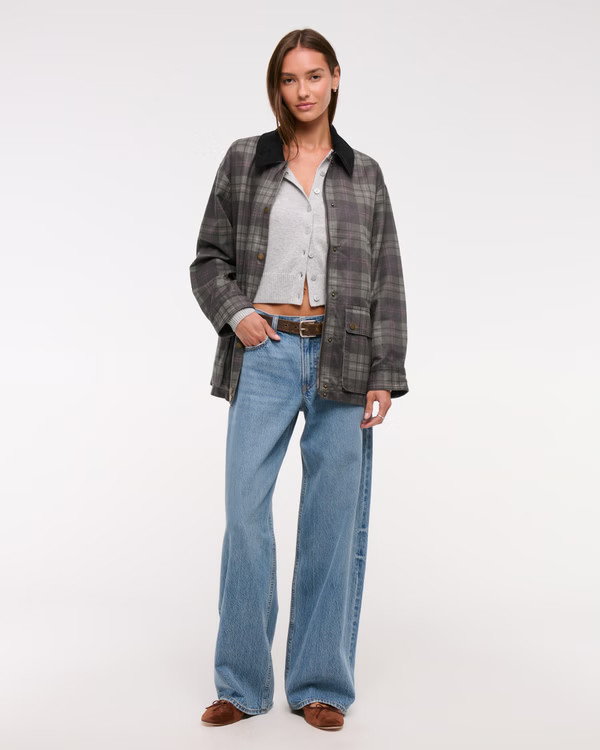 Mid-Length Waxed Barn Jacket | Abercrombie & Fitch (UK)