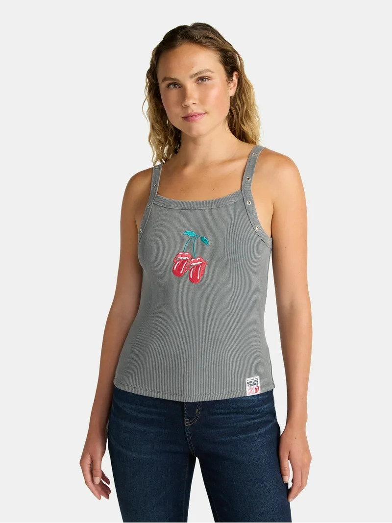 Rolling Stones Women's Graphic Tank Top with Snap Accents, Sizes XXS-XXL | Walmart (US)