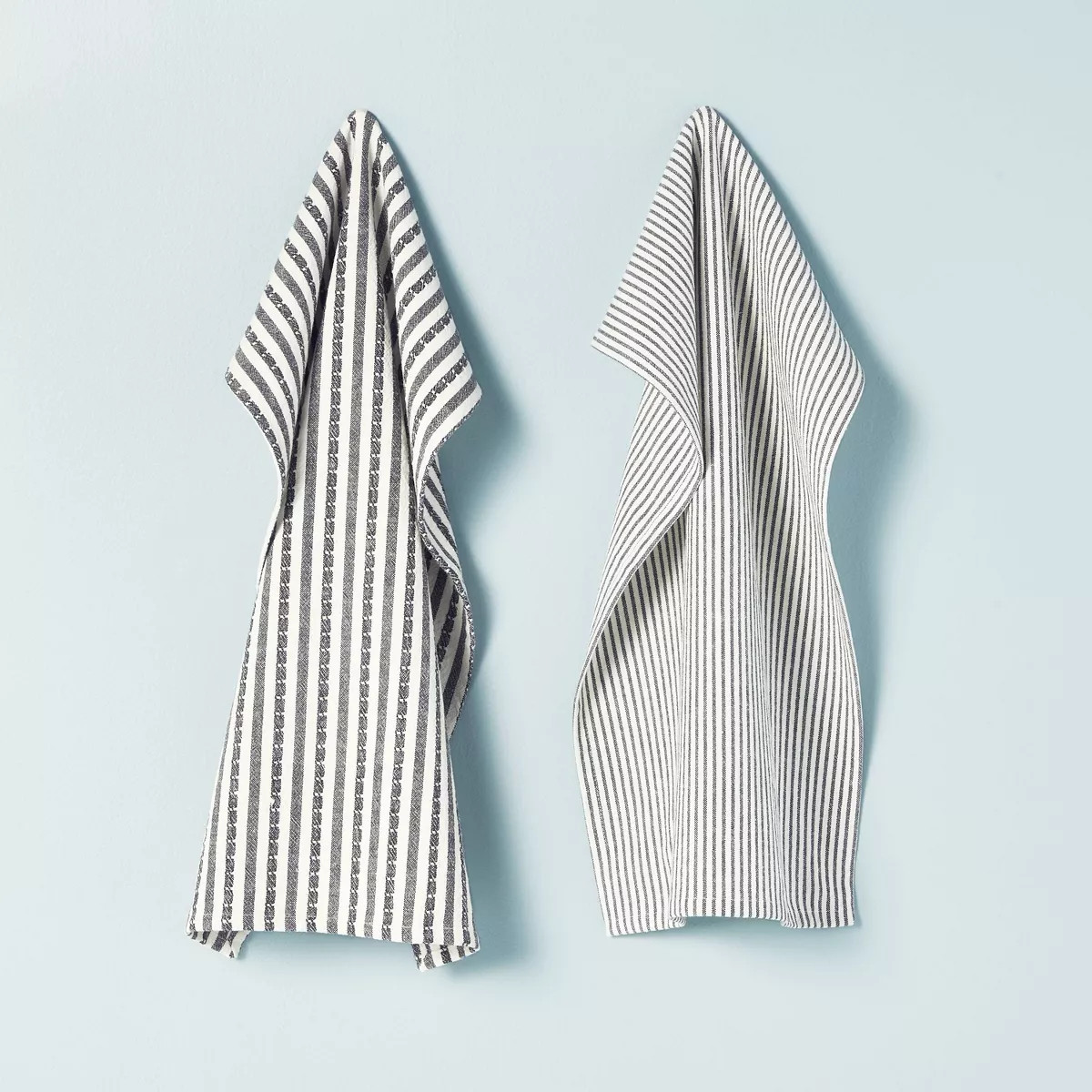 2ct Ticking Stripe Kitchen Towel Set Dark Gray/Cream - Hearth & Hand™ with Magnolia: Cotton-Lin... | Target