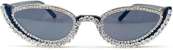 Fashion bling Rhinestone Cat Eye Sunglasses for Women Retro Narrow Cat-eye Diamond Sun Glasses Vi... | Amazon (US)