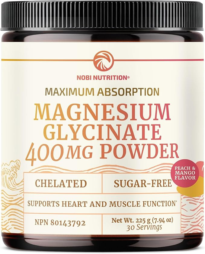 Magnesium Glycinate Powder 400MG | Sleep & Relaxation Support | Peach Mango Flavor, Sugar-Free | ... | Amazon (US)