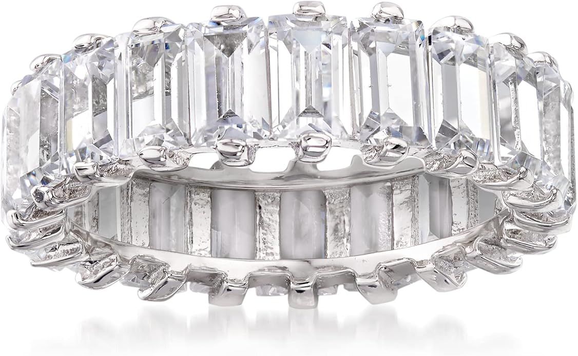 Amazon.com: Ross-Simons 5.51 ct. t.w. Baguette CZ Eternity Band in Sterling Silver : Clothing, Sh... | Amazon (US)
