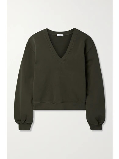 AGOLDE - Cotton-jersey Sweatshirt - Army green | NET-A-PORTER (US)