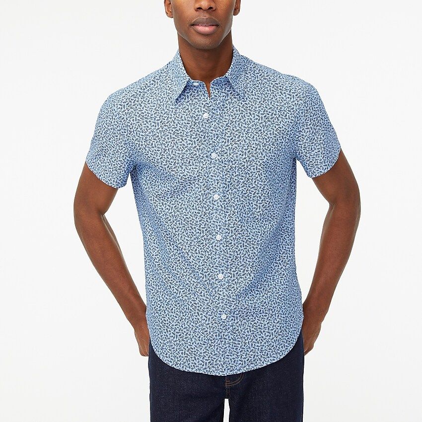 Factory: Short-sleeve Floral-print Slim Chambray Shirt For Men | J.Crew Factory