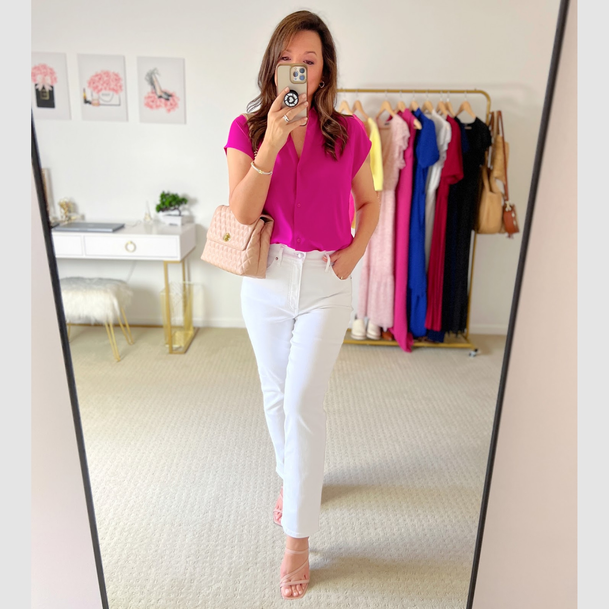 This short sleeve button up shirt in this saturated magenta is so pretty for spring. Get this top now for under $30 and more during this spring sale, 40% off everything! 🙌🏼

#LTKsalealert #LTKmidsize #LTKover40