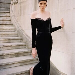 New Arrivals Black Off-Shoulder Velvet Dress | Poshmark