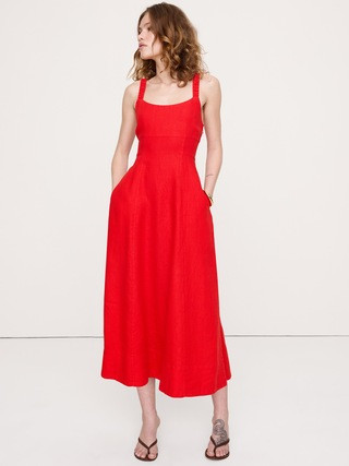 Linen Square-Neck Midi Dress | Banana Republic (US)
