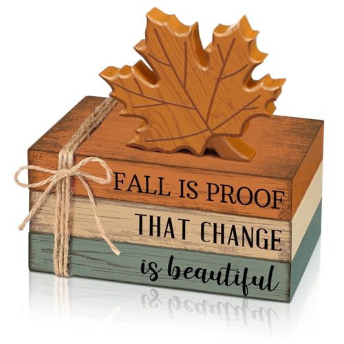 Anglechic 4 Pcs 4 Pcs Fall Decoration for Home Wooden Maple Leaf Decor | Amazon (US)