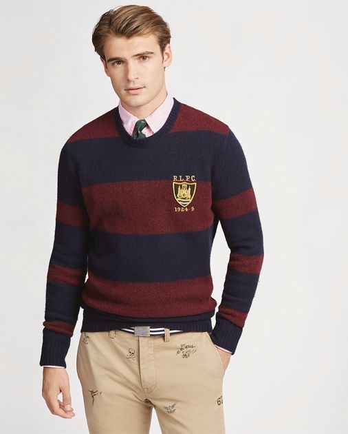 Striped Merino Wool Sweater Classic Fit Oxford Shirt Silk Narrow Tie Slim Fit Wool Twill Trouser Den | Ralph Lauren (US)