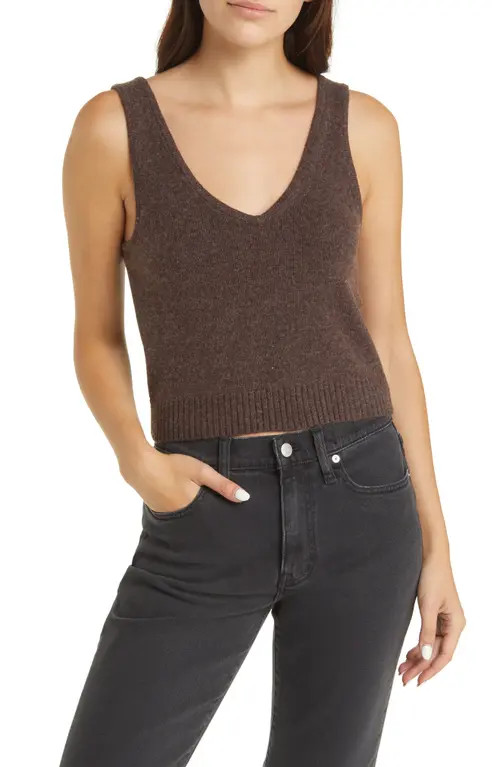 Madewell Carleton V-Neck Wool Blend Sweater Vest in Heather Molases at Nordstrom, Size X-Large | Nordstrom